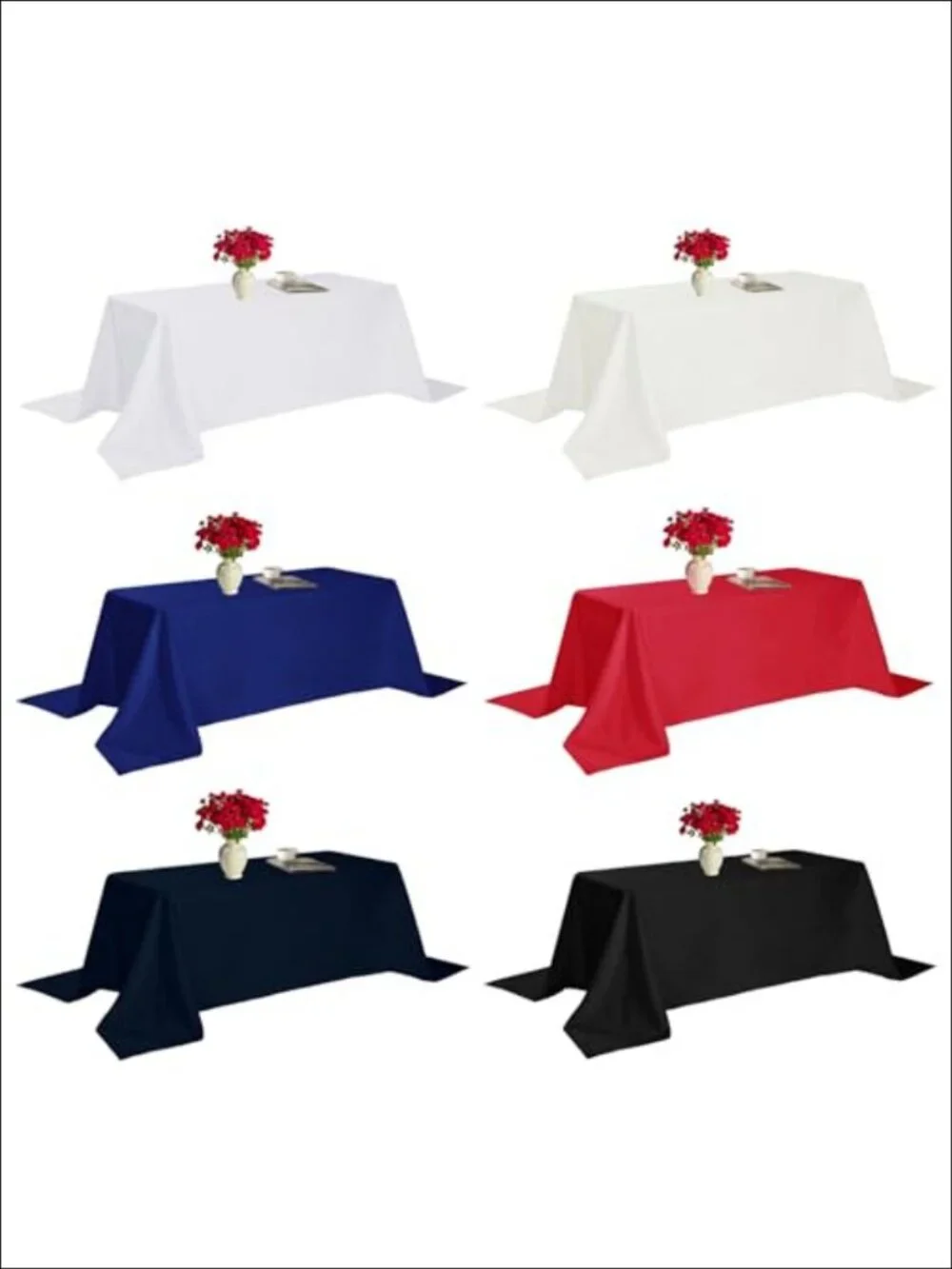 6 Pack Rectangle Polyester Tablecloth 60x102 Stain Resistant Wrinkle